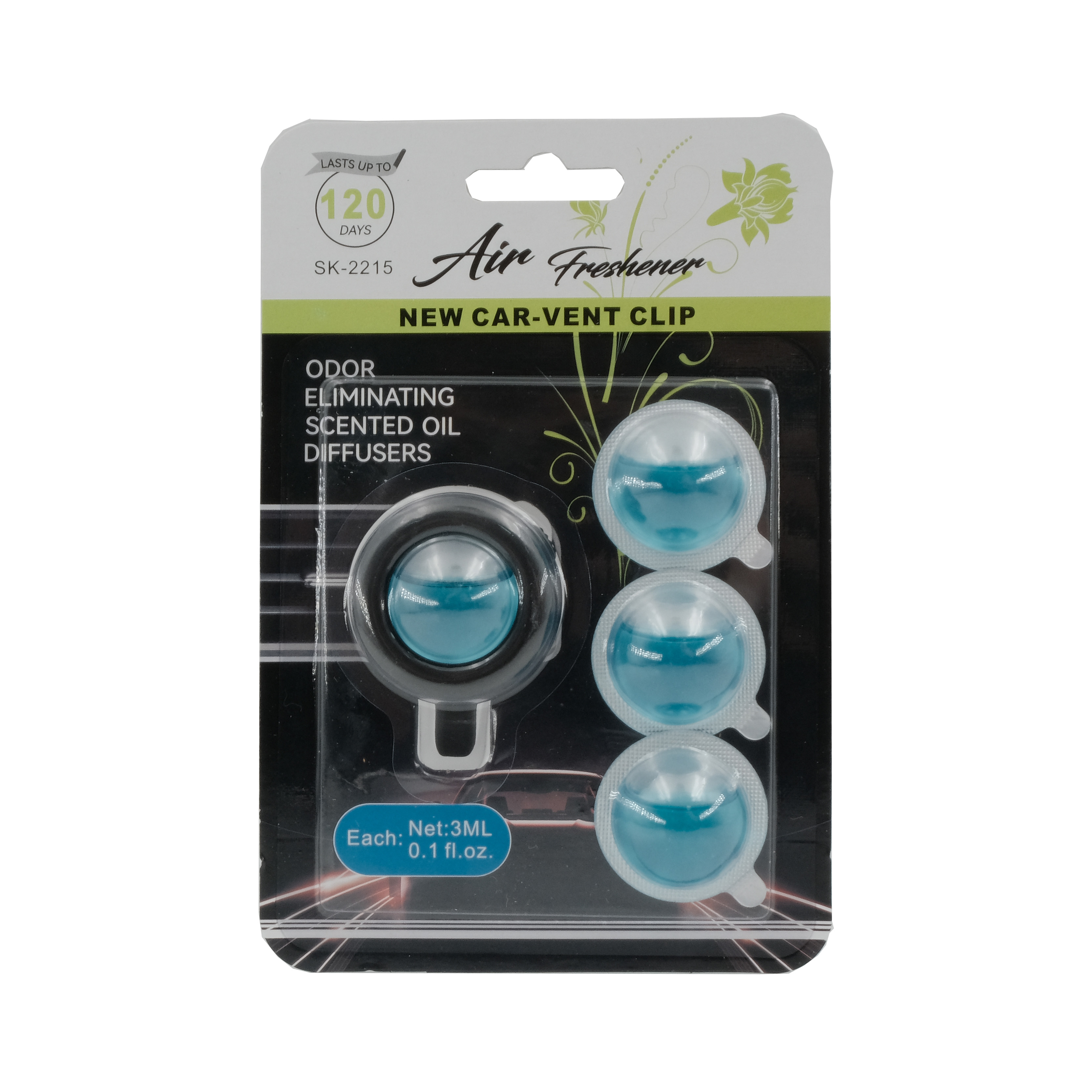 Car Air Freshener Vent Clips, 4 Vent Clips, 3ml Each, Long Lasting Up To 120 Days Car Refresher Odor Eliminator